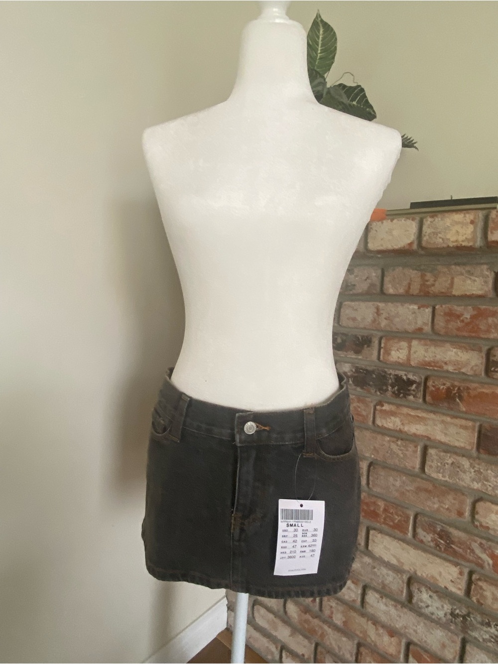 Brandy Melville Gray Denim Mini Skirt with brown stitching